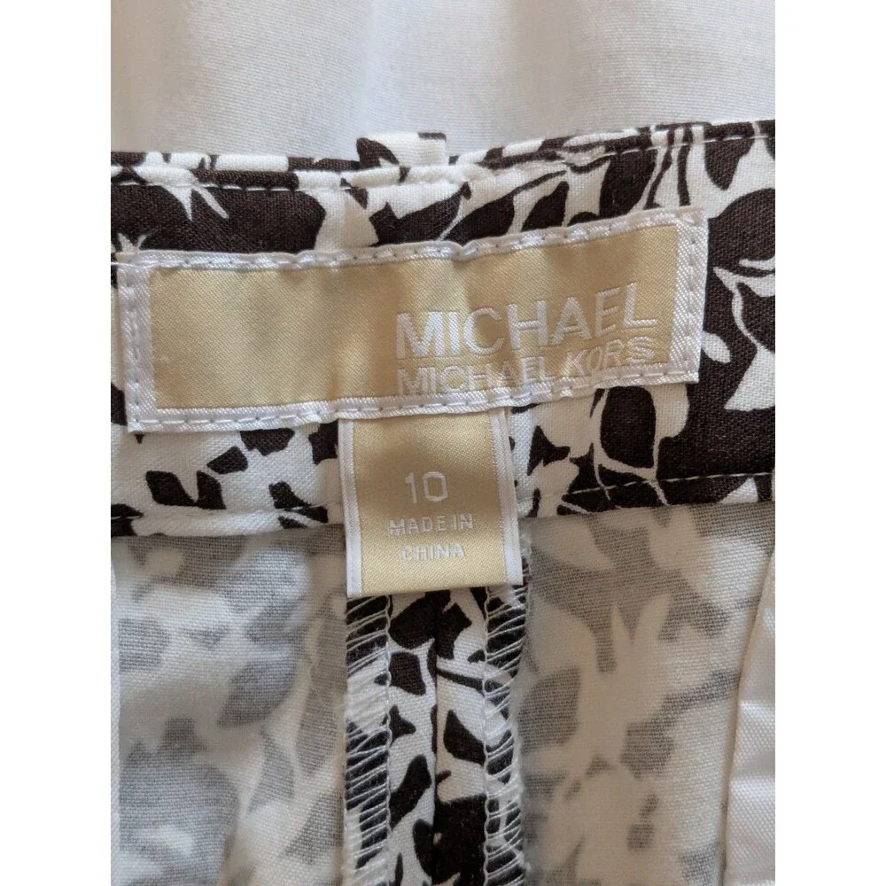 MICHAEL Michael Kors Womens Sz 10 Casual Brown White Floral Pants Cottagecore